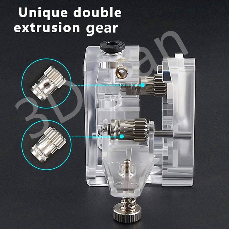 3Dman Bowden Dual Drive Extruder Universal Geared Extruder for Ender 3 V2/Pro, Ender 3 Series, CR10 Series, Mega S, Tevo Tornado, Wanhao D9, Anet A8 E10, Prusa I3 and DIY 3D Printer, Transparent - Image 3